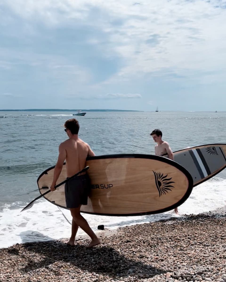 Paddleboards on the private beach